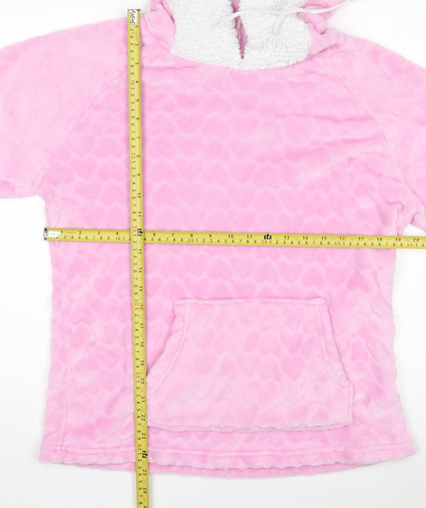 Foxbury Women Pink Fleece Hooded Nightshirt UK 12-14 Long Sleeve Winter