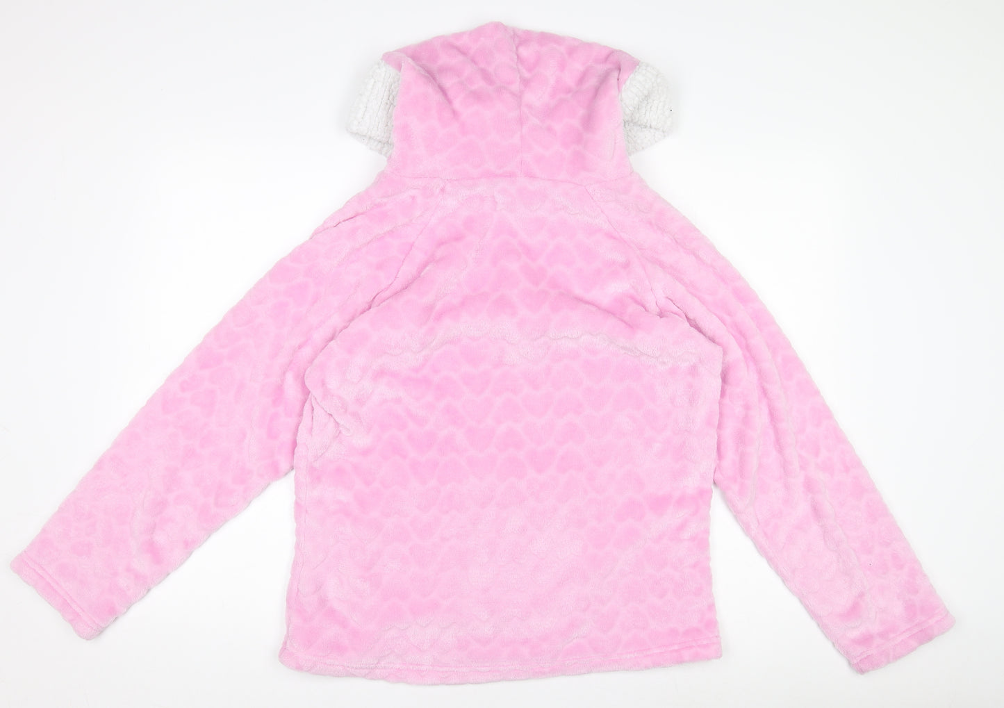 Foxbury Women Pink Fleece Hooded Nightshirt UK 12-14 Long Sleeve Winter