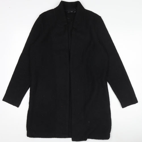 F&F Womens Black Coatigan Size 8 Regular Fit Mid-Length Polyester