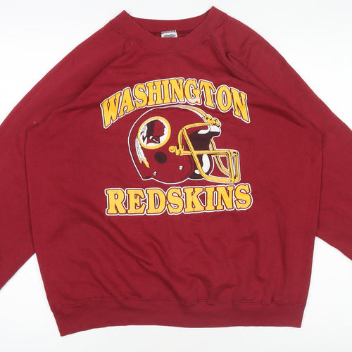Vintage Trench Womens Red Pullover Sweatshirt Size L Washington Graphic
