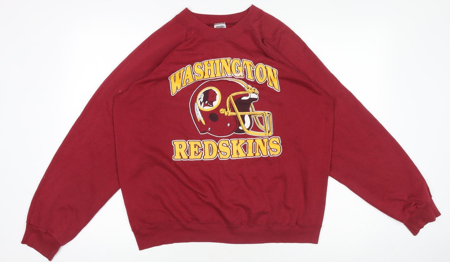 Vintage Trench Womens Red Pullover Sweatshirt Size L Washington Graphic