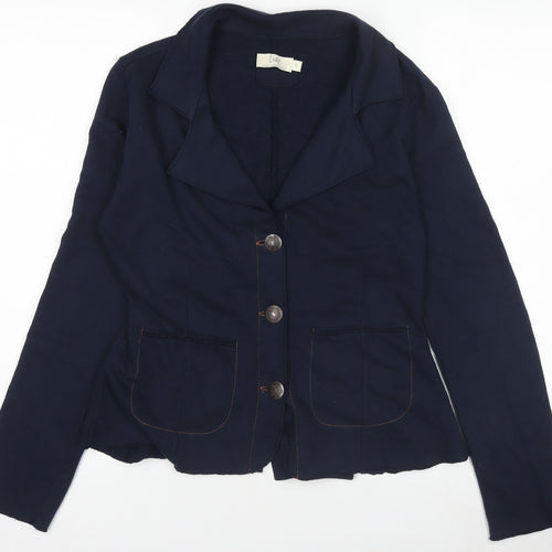 Isay Womens Blue Cotton Nynne Blazer Jacket Size S