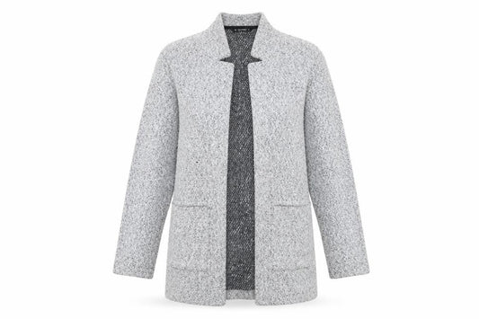 Front view of Dunnes Women’s Grey Tweed Coatigan, size S, Regular