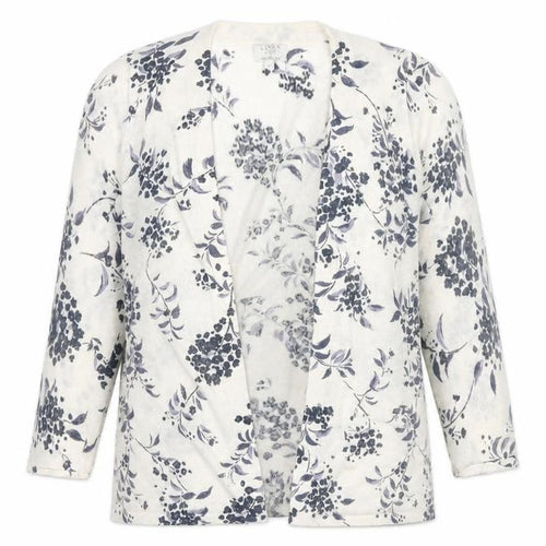 Monsoon Women Beige Floral Linen Blend Cardigan Size M