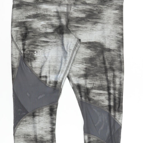 Under Armour Womens Black Grey Compression Capri Leggings Size L
