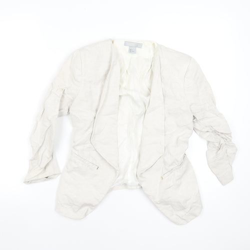 H&M Women’s Beige Linen Blend Blazer Jacket Size 8