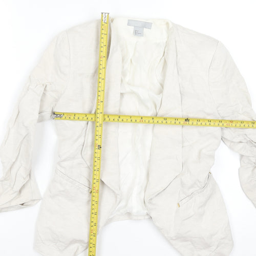 H&M Women’s Beige Linen Blend Blazer Jacket Size 8