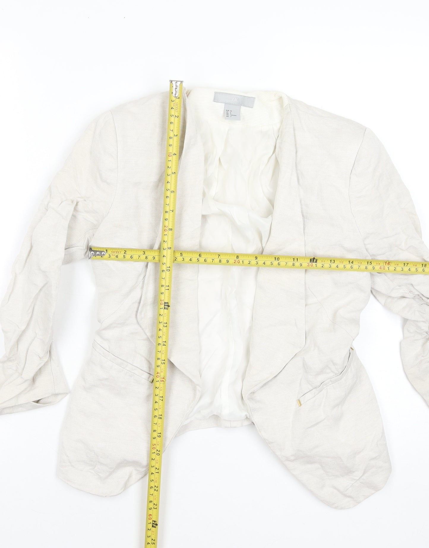 H&M Women’s Beige Linen Blend Blazer Jacket Size 8