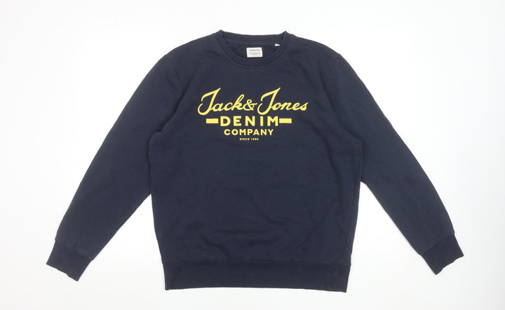 Jack & Jones Men’s Blue Crew Neck Logo Sweatshirt Size M