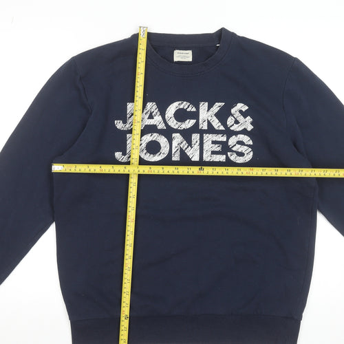 Jack & Jones Men's Blue Crew Neck Logo Sweatshirt Size M