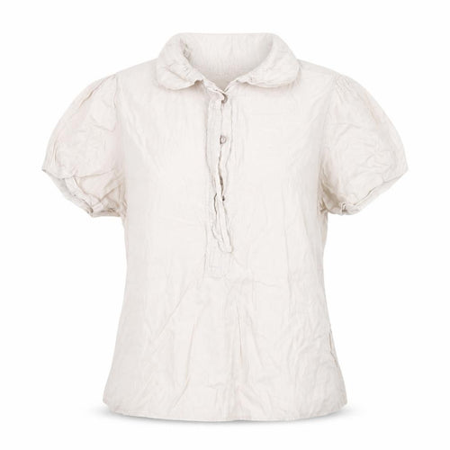 Choklate Women’s Beige Cotton Short Sleeve Collared Blouse L