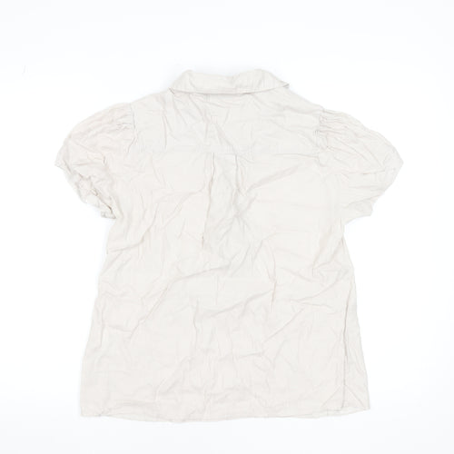 Choklate Women’s Beige Cotton Short Sleeve Collared Blouse L
