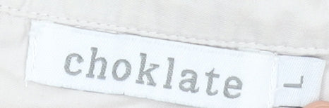 Choklate Women’s Beige Cotton Short Sleeve Collared Blouse L