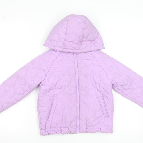 Dunnes Stores Girls Purple Quilted Hooded Jacket 7-8 Years
