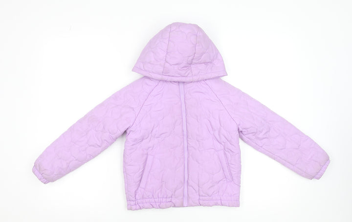 Dunnes Stores Girls Purple Quilted Hooded Jacket 7-8 Years