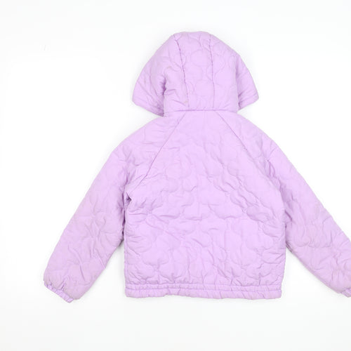 Dunnes Stores Girls Purple Quilted Hooded Jacket 7-8 Years