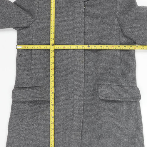 MNG Women Grey Wool Blend Mid-Length Overcoat Size 10