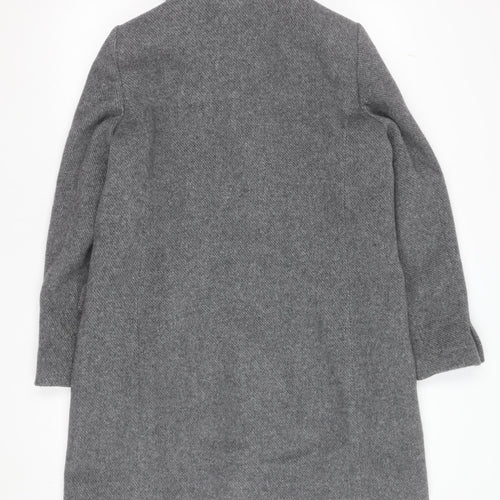 MNG Women Grey Wool Blend Mid-Length Overcoat Size 10