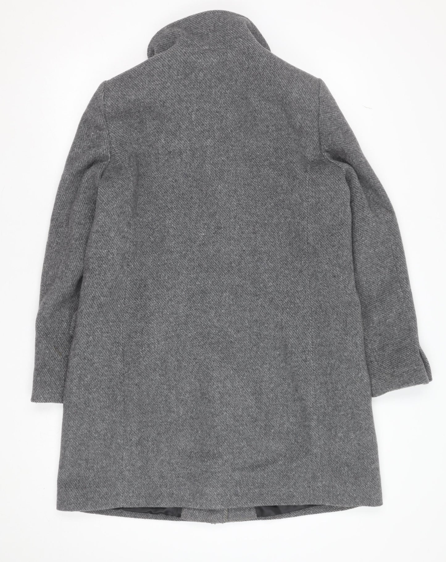 MNG Women Grey Wool Blend Mid-Length Overcoat Size 10