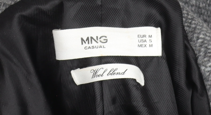 MNG Women Grey Wool Blend Mid-Length Overcoat Size 10