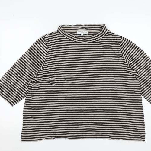 Carolyn Donnelly Women's Black Striped 3/4 Sleeve Cotton T-Shirt L