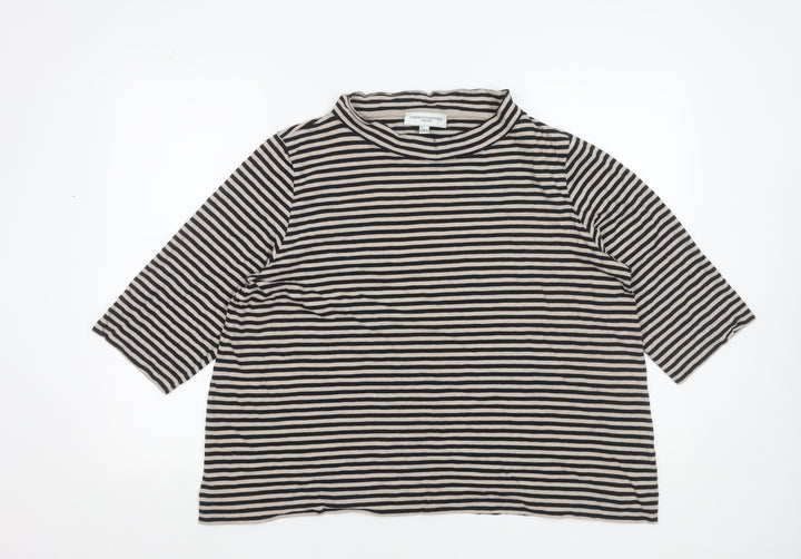 Carolyn Donnelly Women's Black Striped 3/4 Sleeve Cotton T-Shirt L