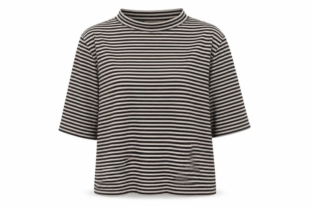 Carolyn Donnelly Women's Black Striped 3/4 Sleeve Cotton T-Shirt L