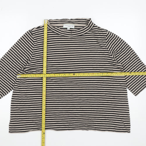 Carolyn Donnelly Women's Black Striped 3/4 Sleeve Cotton T-Shirt L