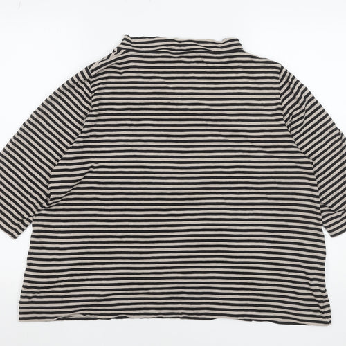 Carolyn Donnelly Women's Black Striped 3/4 Sleeve Cotton T-Shirt L