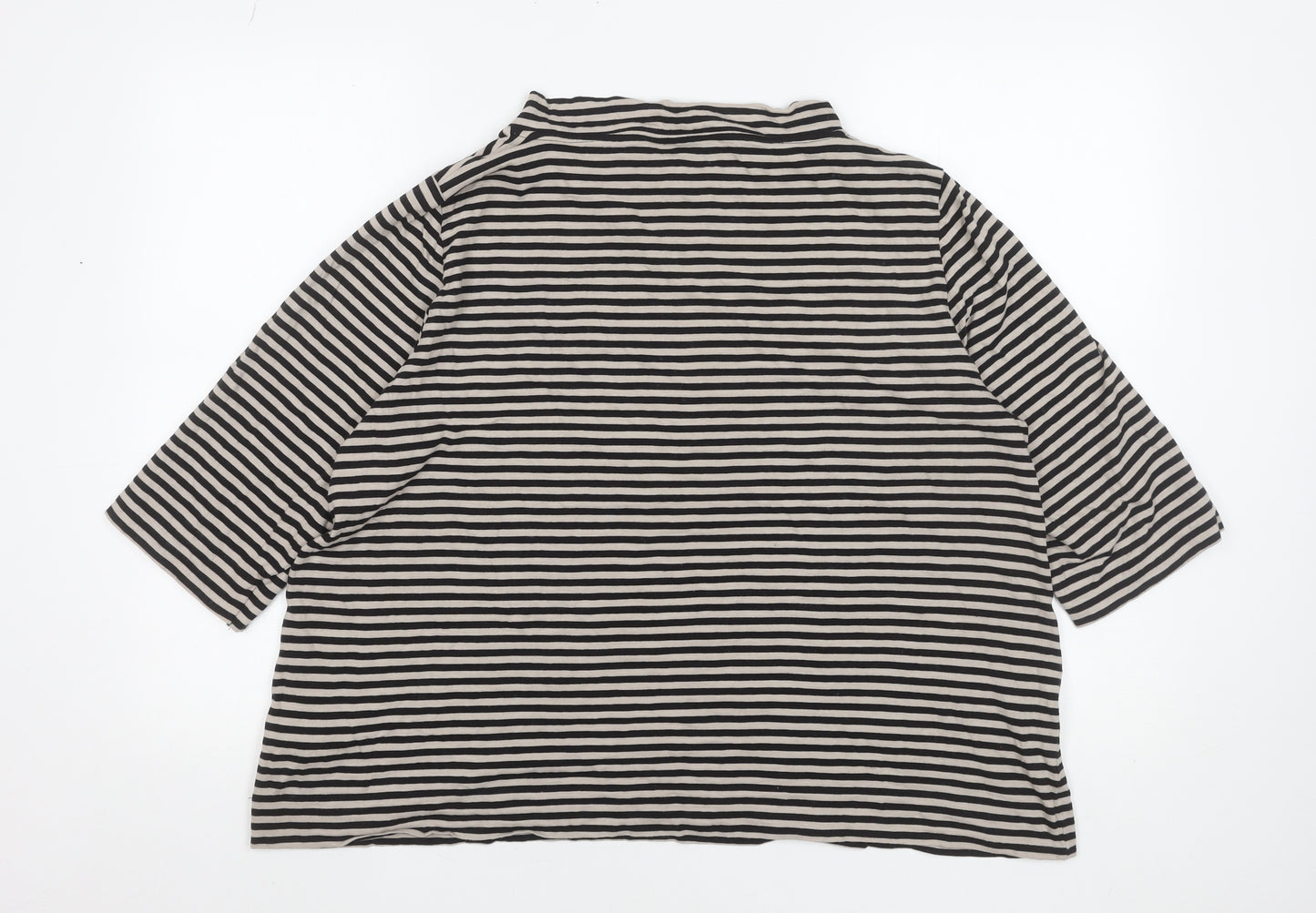 Carolyn Donnelly Women's Black Striped 3/4 Sleeve Cotton T-Shirt L