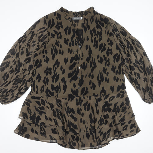 Mint Velvet Women Brown Animal Print Long Sleeve Shift Dress Size 16