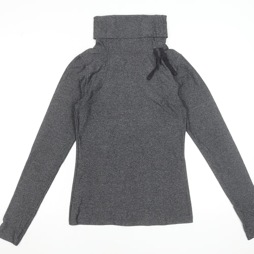 C&C Sport Womens Grey XS Slim Fit Long Sleeve Roll Neck Activewear Top