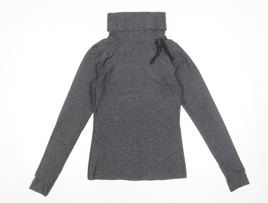 C&C Sport Womens Grey XS Slim Fit Long Sleeve Roll Neck Activewear Top