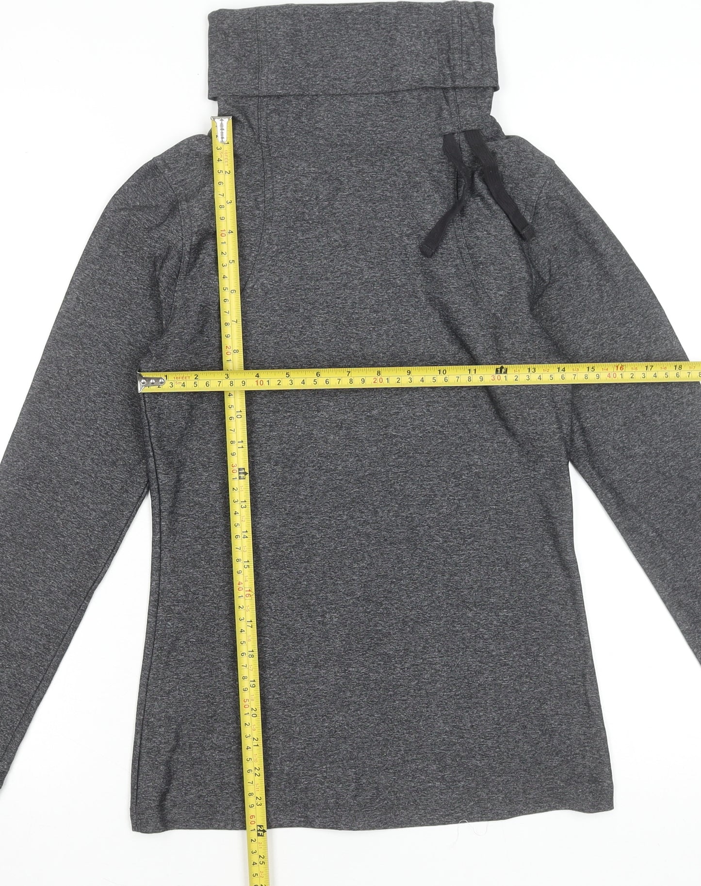 C&C Sport Womens Grey XS Slim Fit Long Sleeve Roll Neck Activewear Top