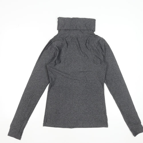 C&C Sport Womens Grey XS Slim Fit Long Sleeve Roll Neck Activewear Top