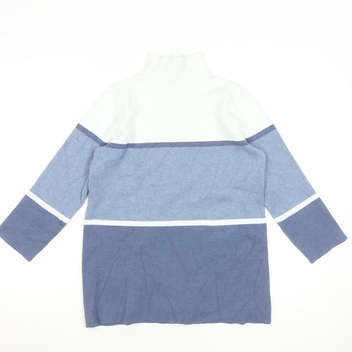Jones New York Women’s Blue Colourblock Roll Neck Knit Top Size S