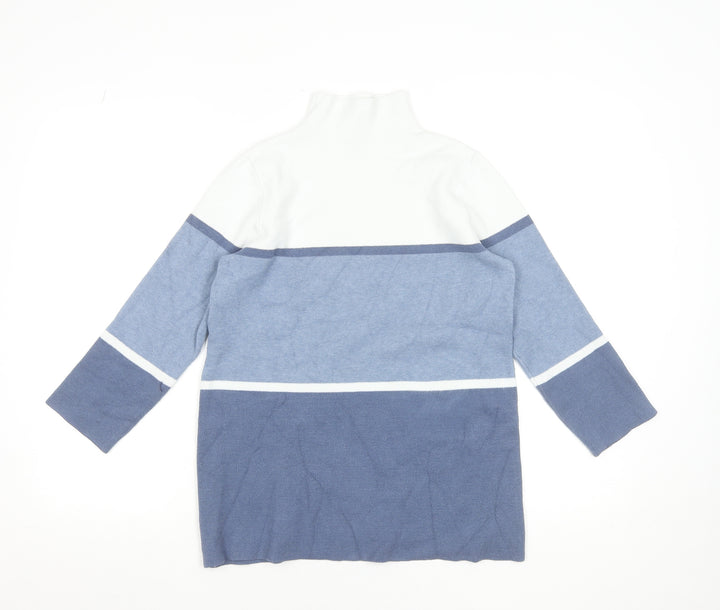 Jones New York Women’s Blue Colourblock Roll Neck Knit Top Size S