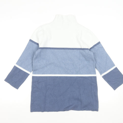 Jones New York Women’s Blue Colourblock Roll Neck Knit Top Size S