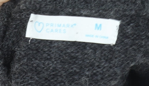 Primark Women Grey Beaded Cable-Knit Crew Neck Jumper Size M