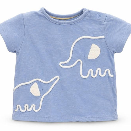 Mothercare Baby Blue Elephant T-Shirt 6-9 Months 100% Cotton Short Sleeve