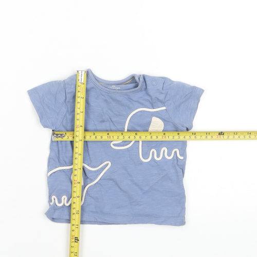 Mothercare Baby Blue Elephant T-Shirt 6-9 Months 100% Cotton Short Sleeve