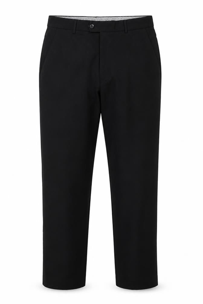 Front view of St Bernard for Dunnes Stores Men's Black 38W 33L Classic Polyester Trousers