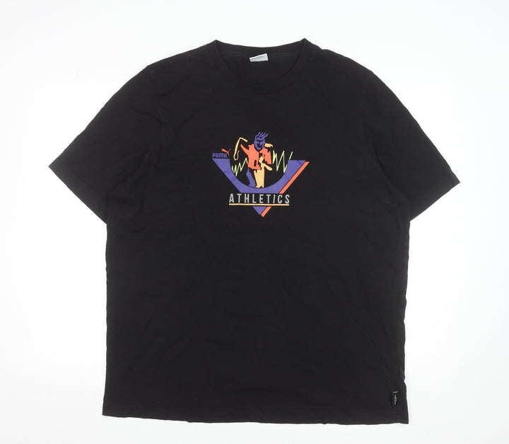 Puma Men's Black Athletics Graphic T-Shirt XL Cotton Crew Neck