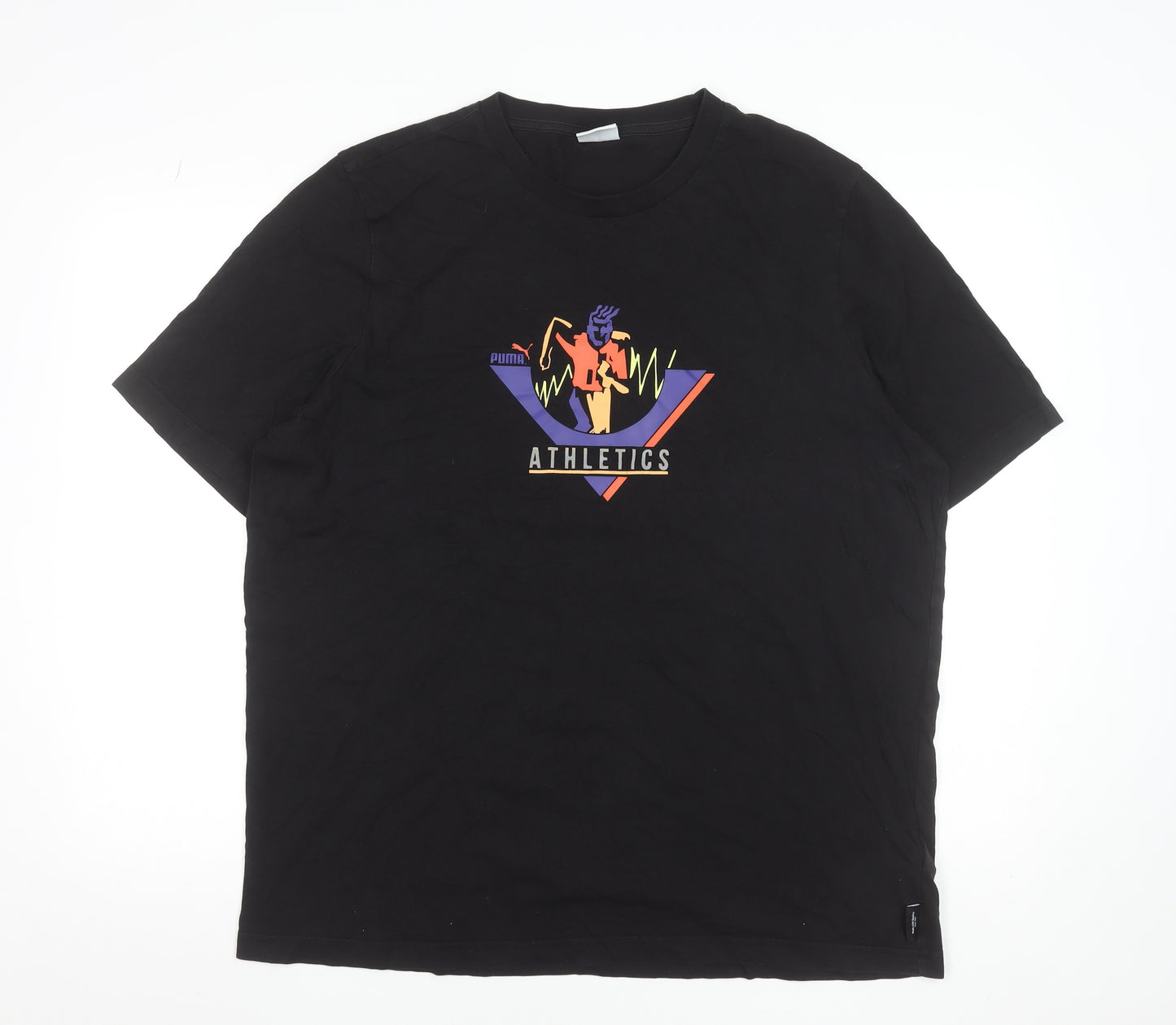Puma Men's Black Athletics Graphic T-Shirt XL Cotton Crew Neck