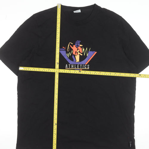 Puma Men's Black Athletics Graphic T-Shirt XL Cotton Crew Neck