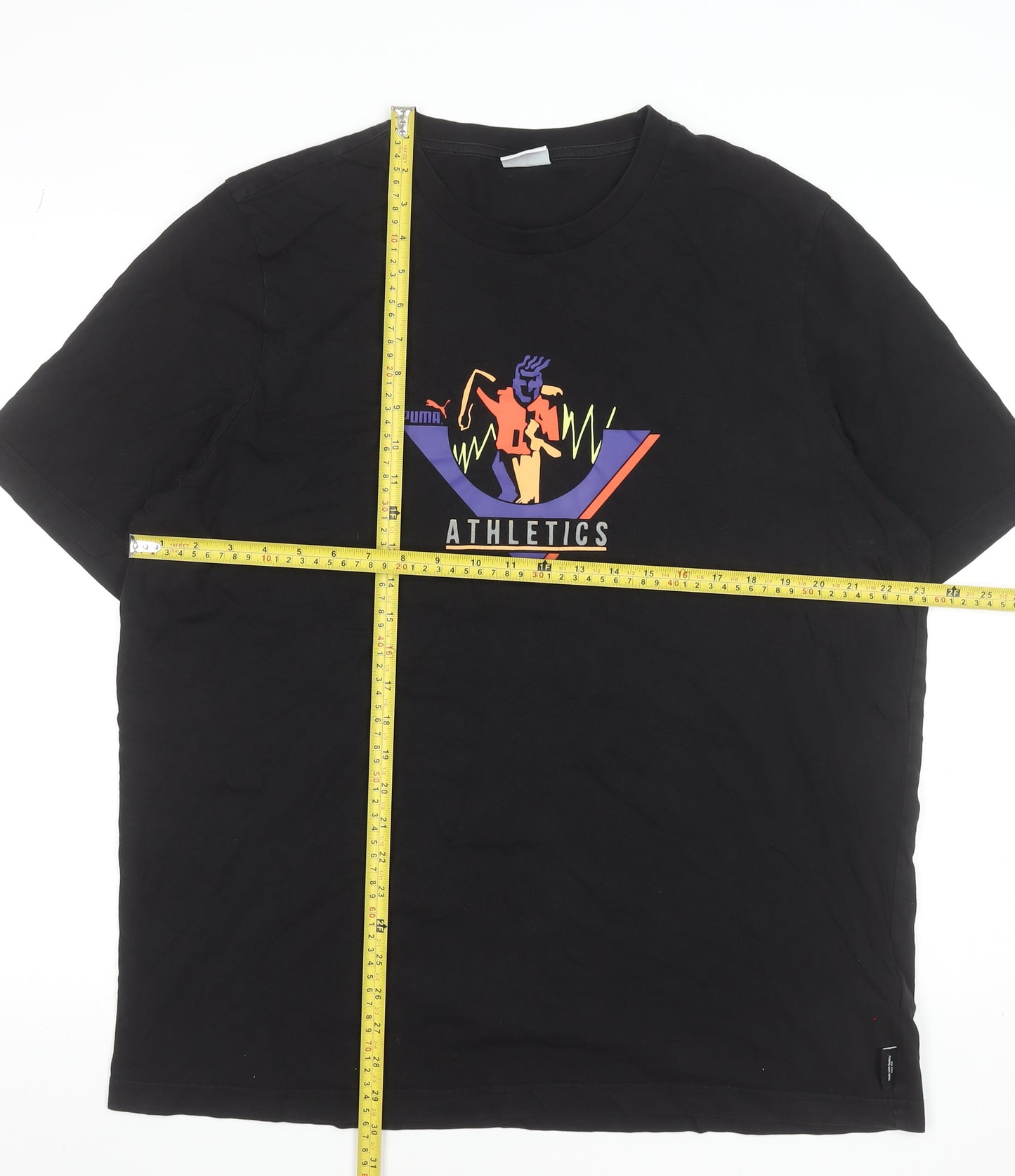 Puma Men's Black Athletics Graphic T-Shirt XL Cotton Crew Neck