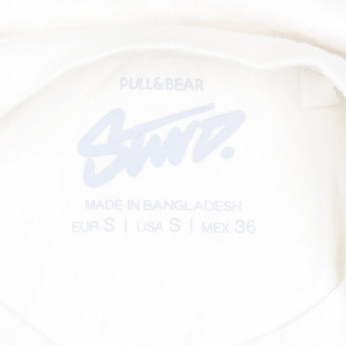 Pull & Bear Men's White NYC 1991 Graphic Cotton T-Shirt Size S
