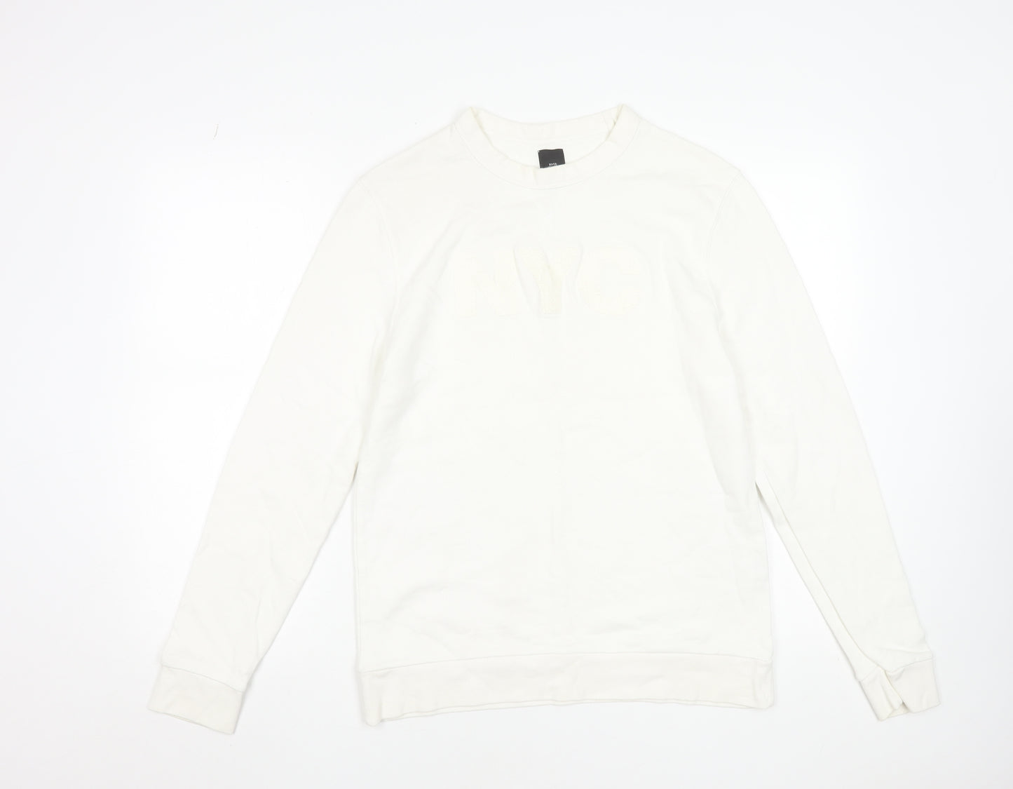 River Island Women Ivory NYC Cotton Pullover Sweatshirt Small