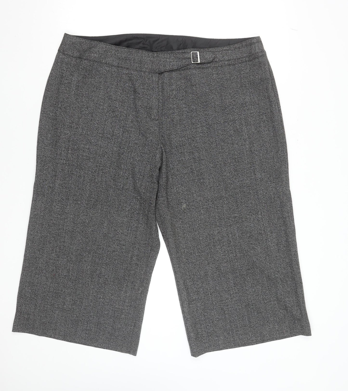 Marks and Spencer Women Grey UK 22 Bermuda Shorts with Buckle Detail