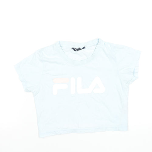 FILA Womens Blue Cropped T-Shirt Size S Short Sleeve 100% Cotton